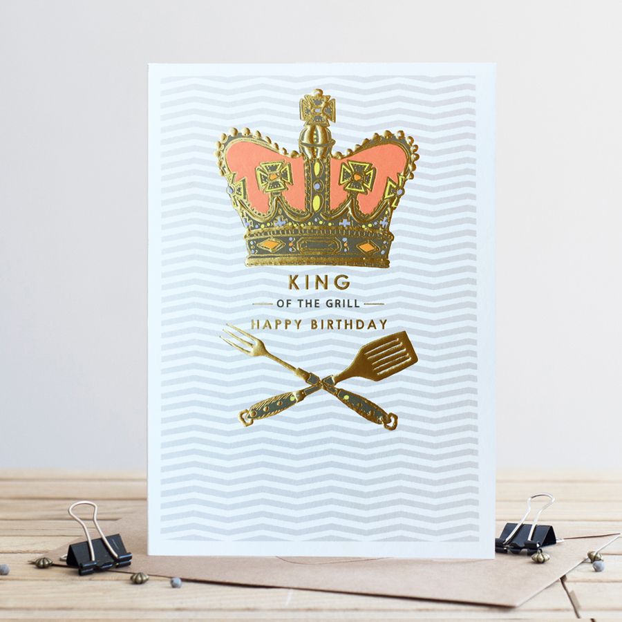 Bbq Birthday Card - KING Of The GRILL - Happy BIRTHDAY Cards - Bbq BIRTHDAY Cards - BARBECUE Birthday Cards For BROTHER - Husband - BOYFRIEND - Friend