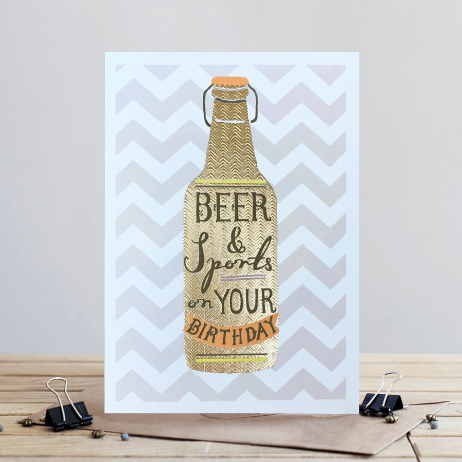 Beer Birthday Card - BEER & Sports On YOUR Birthday - Drinking BIRTHDAY Car