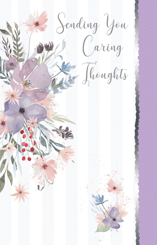 Floral Sympathy Cards - SENDING You CARING Thoughts - CONDOLENCE Cards - BEREAVEMENT Cards - SYMPATHY Cards - OPEN Sympathy CARDS