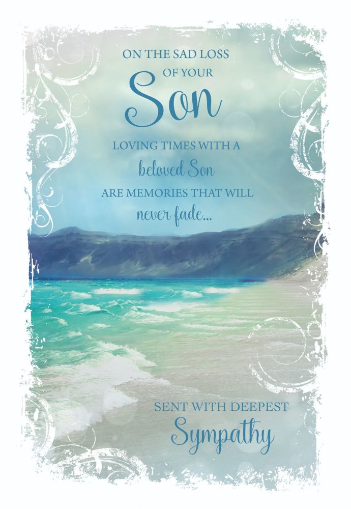 Beloved Son Sympathy Cards - LOVING Times With A Beloved SON - Seaview SYMPATHY Card - CONDOLENCE Cards - BEREAVEMENT Cards