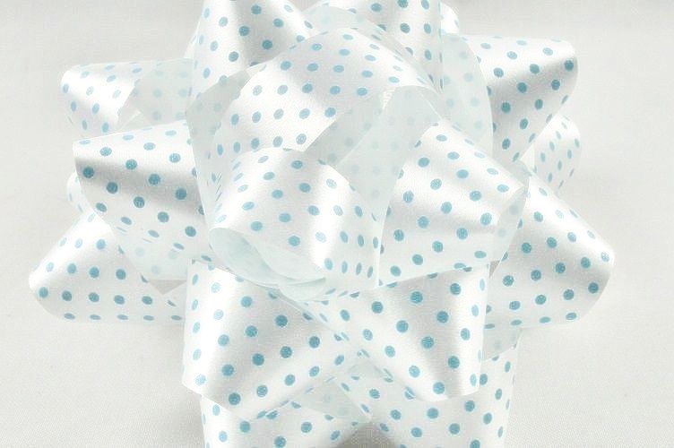 Confetti Bows - BLUE & WHITE Polka DOT Confetti BOW - PACK Of 2 - 10CM - Satin FINISH - GIFT Bows - Gift WRAP - Ribbons & BOWS