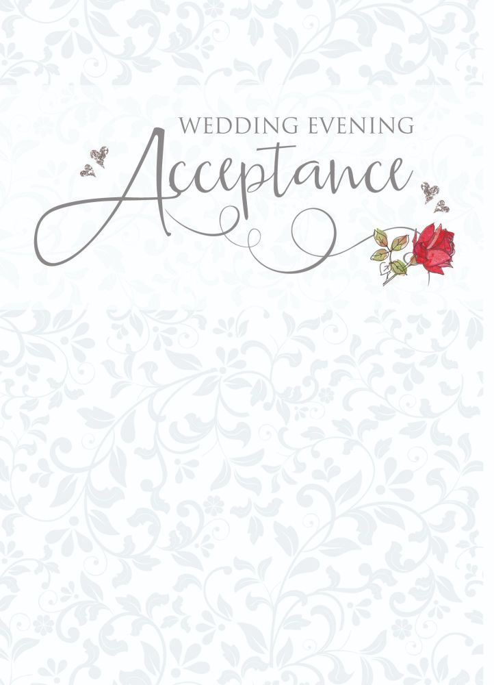 Wedding Acceptance Cards - WEDDING Evening ACCEPTANCE - Beautiful RED Rose ACCEPTANCE Card - WEDDING RSVP Cards - WEDDING Acceptance 