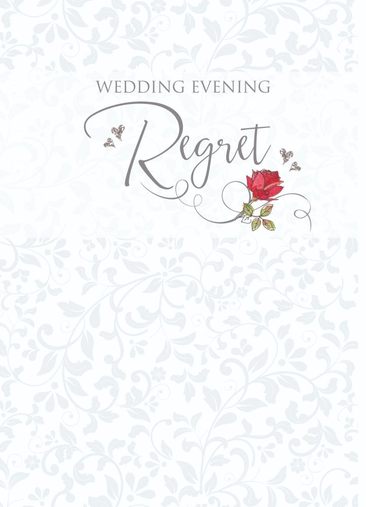Wedding Regret Cards - WEDDING Evening REGRET - Beautiful RED Rose REGRET Card - WEDDING RSVP Cards - WEDDING Regret 
