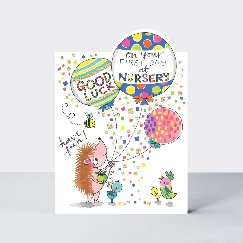 First Day At Nursery Card - HAVE Fun On YOUR First DAY At NURSERY - Cute HEDGEHOG Greeting CARD - BACK To School CARD - 1st DAY At SCHOOL & New SCHOOL