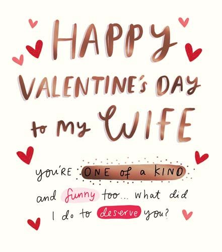 Wife Valentine Cards - YOU'RE One Of A KIND - Happy VALENTINE'S Day CARD - 