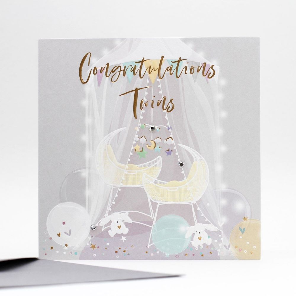 Congratulations Twins - New TWINS & Twin BIRTH Cards - EXUISITE New TWINS C