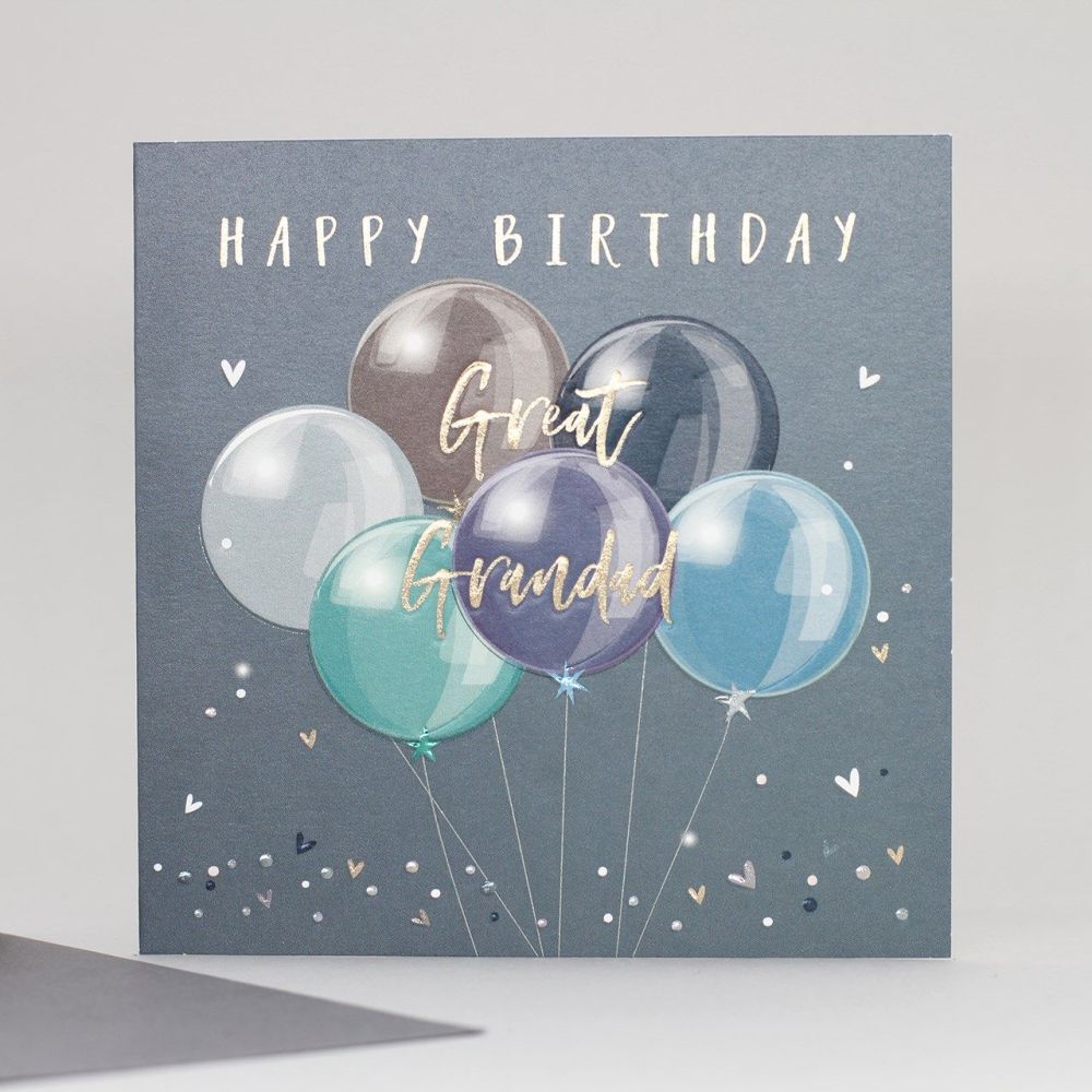 Happy Birthday Great Grandad - BIRTHDAY Cards FOR Grandad - GORGEOUS Balloon Birthday CARD - Grandad BIRTHDAY Cards - GREAT Grandad BIRTHDAY Card 