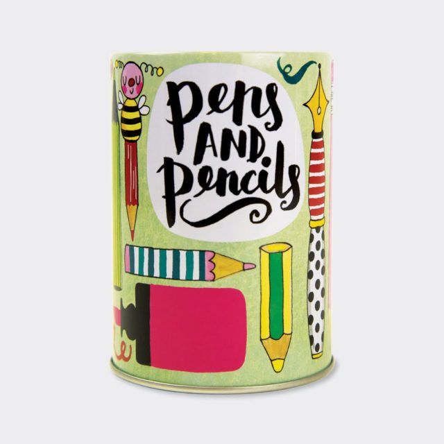 Pen & Pencil Holder - PENS & Pencils STATIONERY Tin HOLDER - DESK Storage -