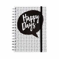 A5 Monochrome Notebook - 120 PAGE Notebook - HAPPY DAYS - A5 NOTEBOOK - Ruled Notebook - Buy A5 NOTEBOOKS Online - WIRE Bound A5 NOTEBOOKS