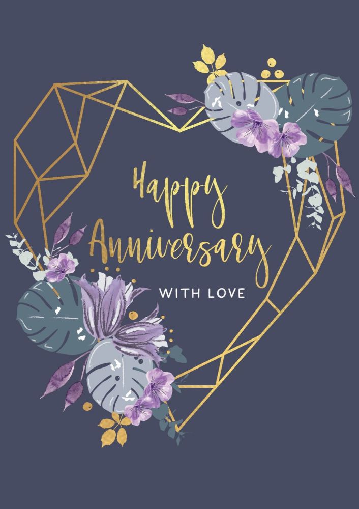Happy Anniversary Greeting Card - WITH LOVE - Anniversary GREETING Cards - BEAUTIFUL Wedding ANNIVERSARY Card FOR Mum & Dad - FRIENDS