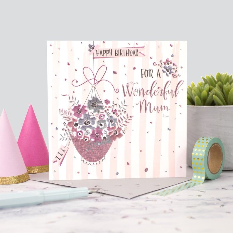 Wonderful Mum Birthday Cards - HAPPY BIRTHDAY - Hand EMBELLISHED Birthday C