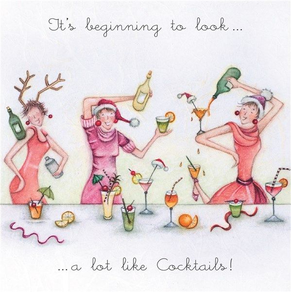 Cocktail Christmas Cards - It's BEGINNING To LOOK - Funny CHRISTMAS Cards -