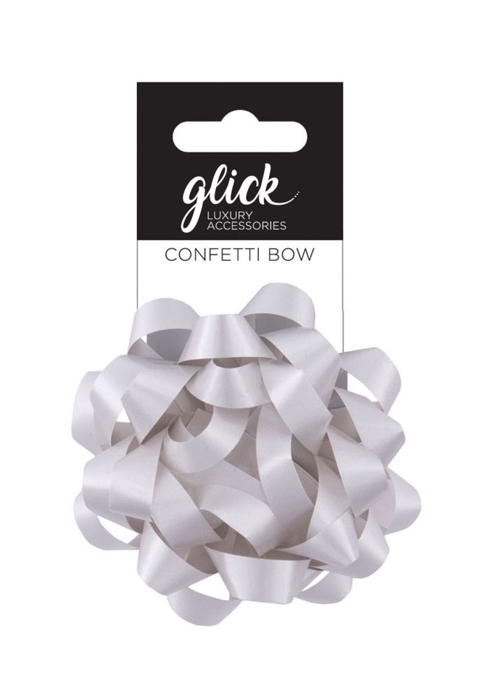 Confetti Bows - SILVER - PACK Of 3 - 8CM Satin FINISH Confetti BOWS - Gift WRAP Accessories - Ribbons & BOWS - Gorgeous SILVER CONFETTI BOWS