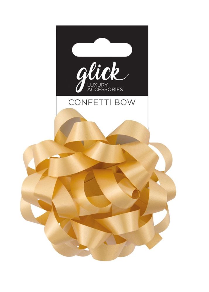 Confetti Bows - GOLD - PACK Of 3 - 8CM Satin FINISH Confetti BOWS - Gift WRAP Accessories - Ribbons & BOWS - Gorgeous GOLD CONFETTI BOWS