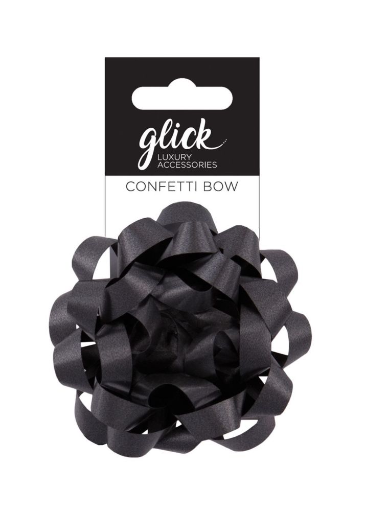 Confetti Bows - BLACK - PACK Of 3 - 8CM Satin FINISH Confetti BOWS - Gift WRAP Accessories - Ribbons & BOWS - Gorgeous BLACK CONFETTI BOWS