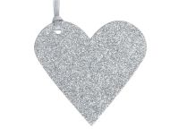 Gift Tags - GLITTER Heart TAGS 3 Pack - SILVER Glitter HEART TAGS - Gift WRAP Accessories - HEART Gift TAGS 