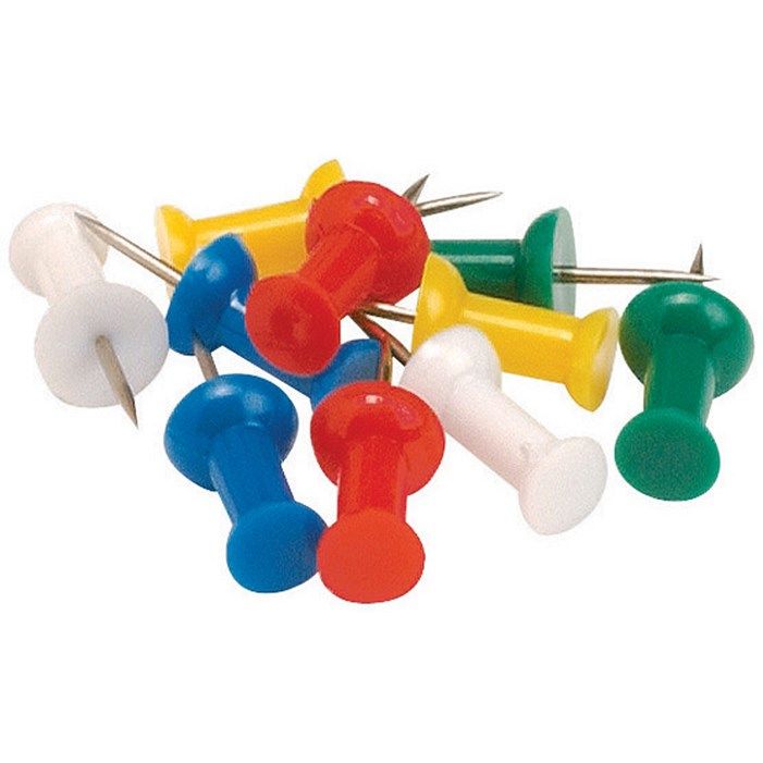 Box of 25 Assorted Coloured Push Pins - PUSH Pins - STATIONERY Essentials -