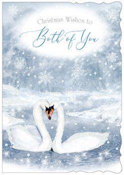 Couple Christmas Cards - CHRISTMAS Wishes To BOTH Of YOU - Swans On A LAKE 