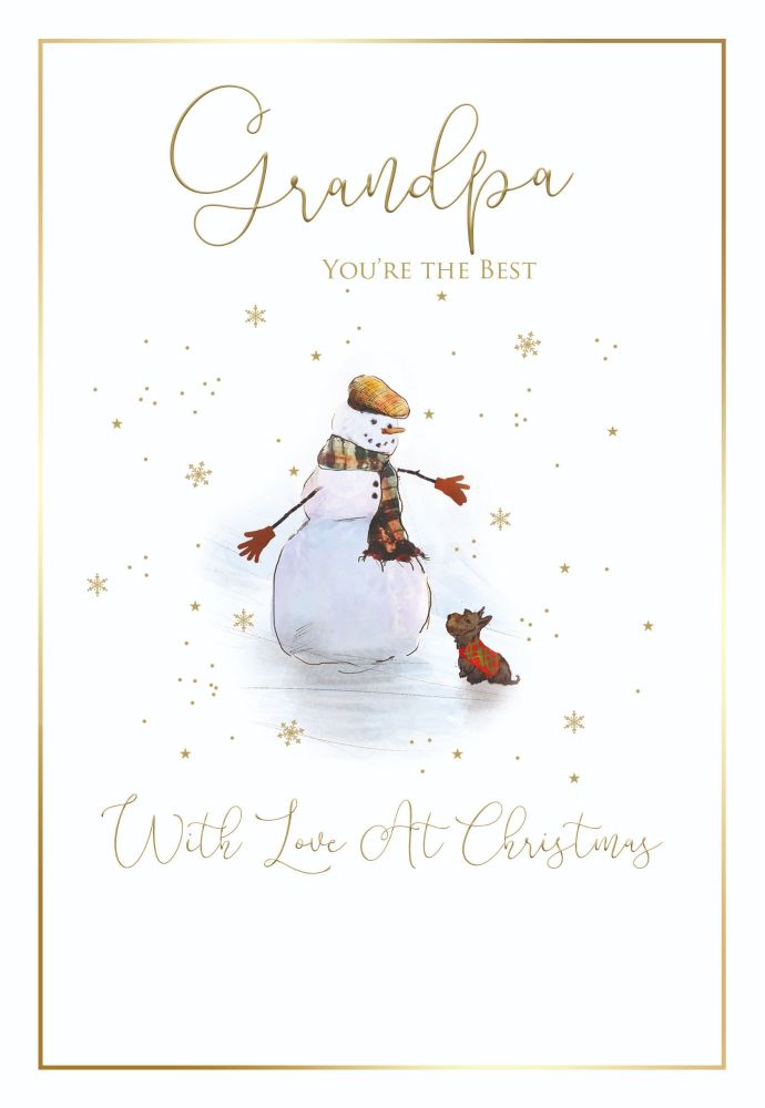 Christmas Cards For Grandpa - SENT With LOVE At CHRISTMAS - FUN Snowman CHRISTMAS Card - CHRISTMAS Cards For GRANDPARENTS - Best GRANDPA Xmas Card