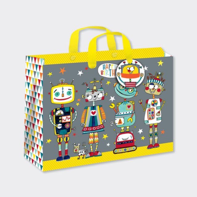 Large Luxury Gift Bag - CHILDREN'S Gift Wrap - ROBOTS GIFT Bag - GIFT BAGS 