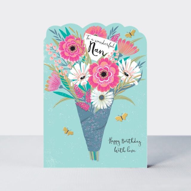 Wonderful Nan Birthday Cards - HAPPY Birthday With LOVE - Birthday CARDS For NAN - BEAUTIFUL Floral BIRTHDAY Card For NAN - Birthday CARDS For NANNA