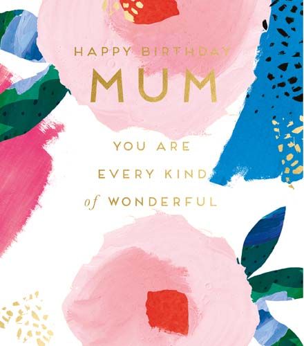 Wonderful Mum Birthday Card - HAPPY Birthday MUM - Pretty BIRTHDAY Card FOR