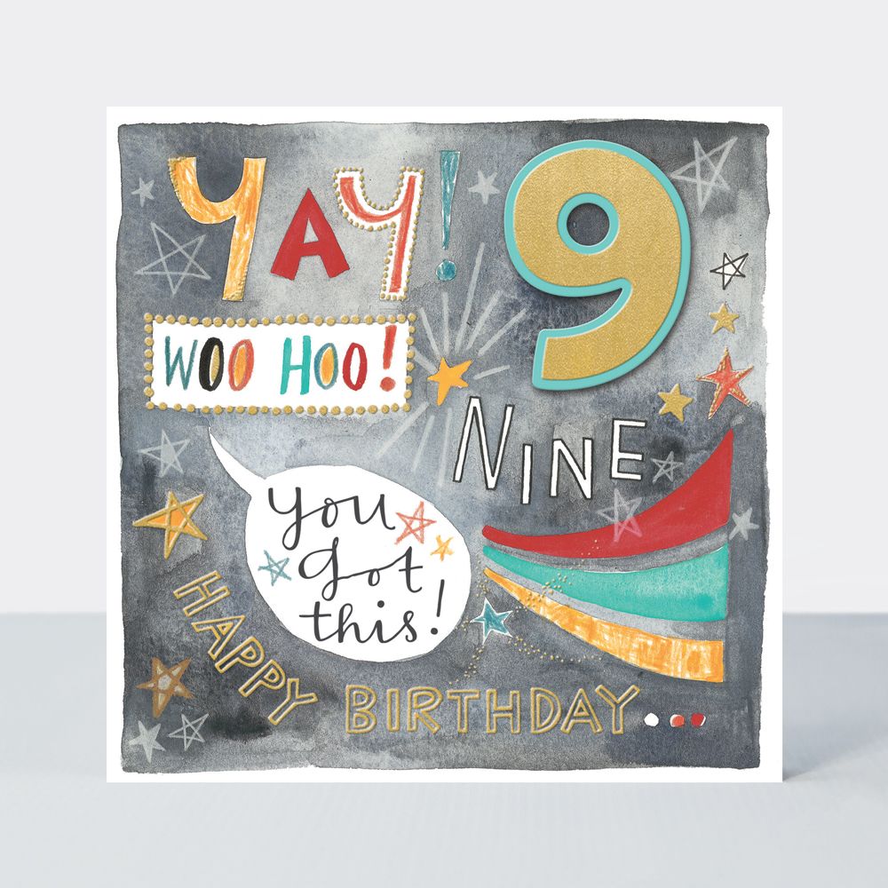 9th Birthday Cards - YAY 9 You GOT This - Awesome BIRTHDAY Card - 9th BIRTH