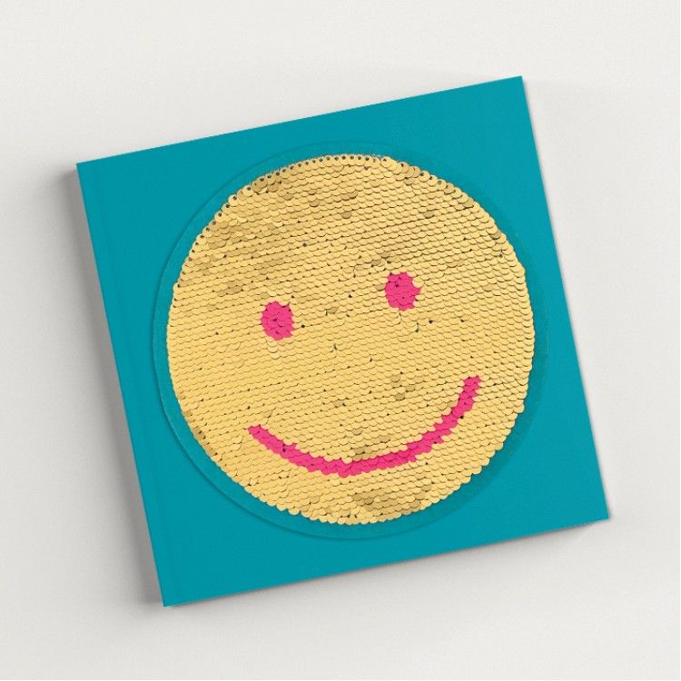 Smiley Face Reversible Sequin Notebook - Children's NOTEBOOKS - Emoji GIFTS - Sequin NOTEBOOKS - EMOJI STATIONERY - Happy FACE NOTEBOOKS