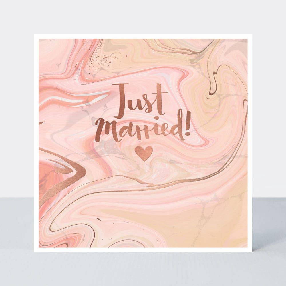 Wedding Cards - JUST MARRIED - Blushed ROSE Wedding DAY Card - BEAUTIFUL Wedding CARD - Engagement & WEDDING Cards
