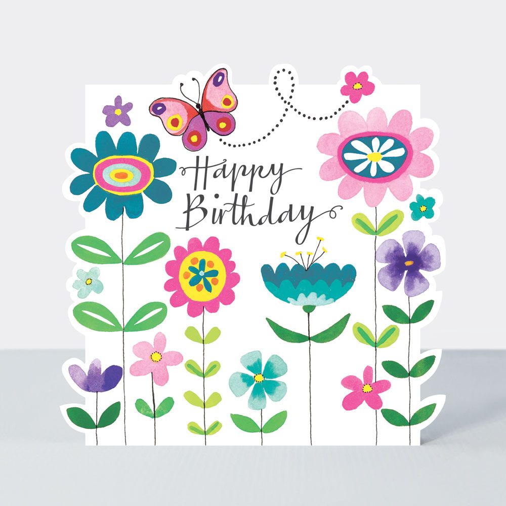 Happy Birthday Card - BIRTHDAY Card FOR Her - HAPPY BIRTHDAY Flowers & BUTT