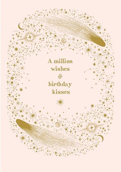 Celestial Birthday Cards For Her - A MILLION Wishes & BIRTHDAY Kisses - MYSTIC & Magical BIRTHDAY Card - Pretty BIRTHDAY Cards FOR Her 