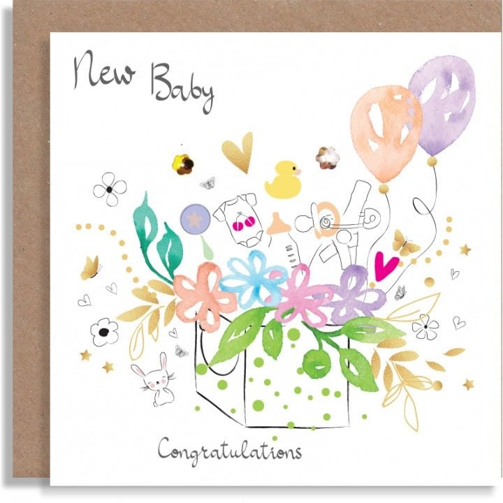 Baby Card - NEW Baby CONGRATULATIONS - Congratulations BABY Cards - BEAUTIFUL Embellished New BABY Card - NEW Baby CARDS
