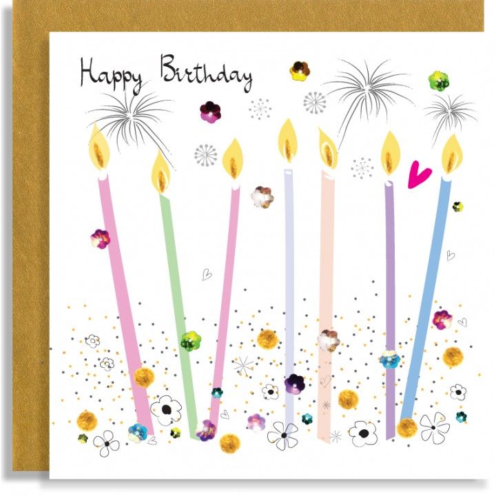 Happy Birthday Card - BIRTHDAY Candles CARD - Embellished BIRTHDAY Card FOR