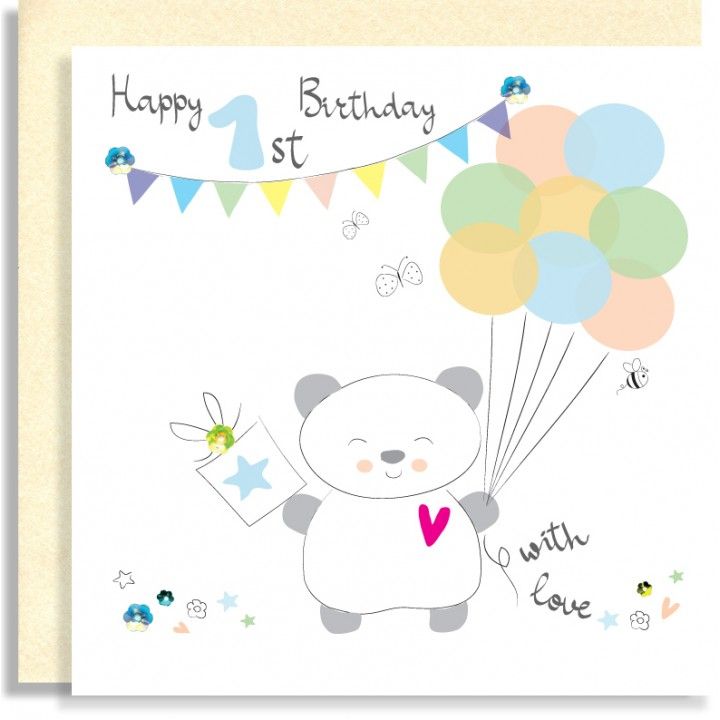 1st Birthday Cards - HAPPY 1st BIRTHDAY With LOVE - Birthday BOY - 1st BIRT