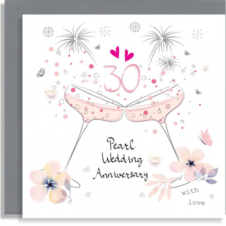 Pearl Wedding Anniversary Cards - WITH LOVE - 30th ANNIVERSARY Cards - EMBE