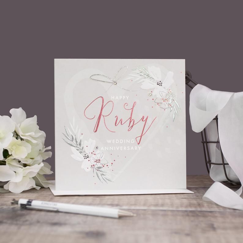 Ruby Wedding Anniversary Cards - HAPPY Ruby WEDDING Anniversary - 40th ANNI