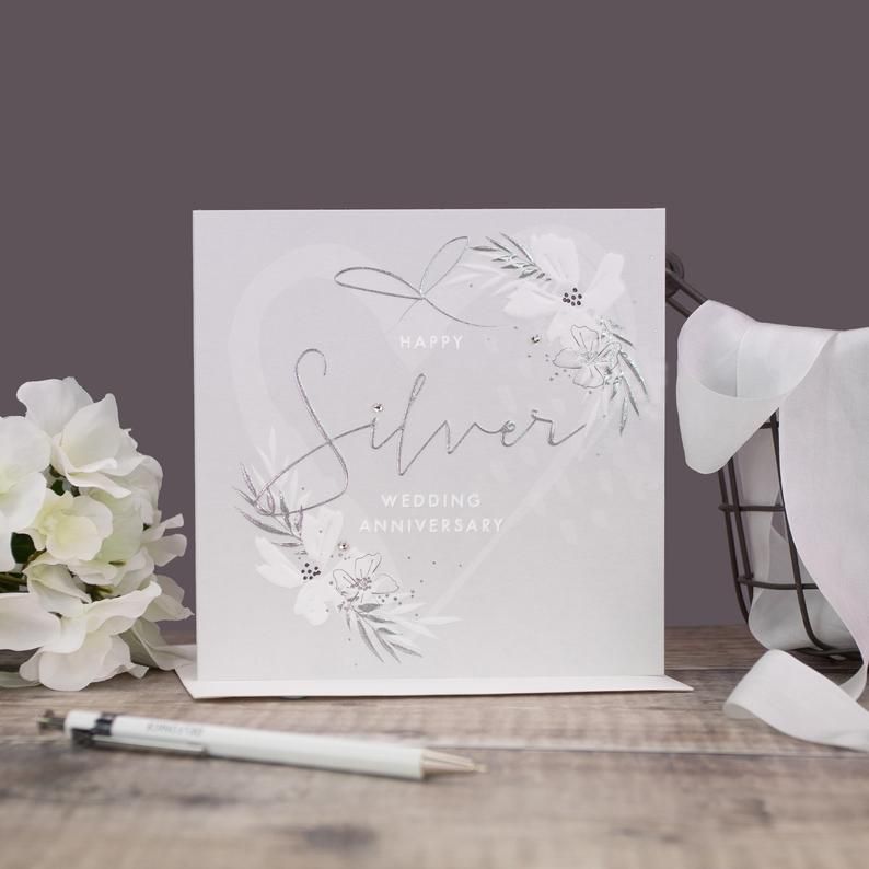 Silver Wedding Anniversary Cards - HAPPY Silver WEDDING Anniversary - 25th 