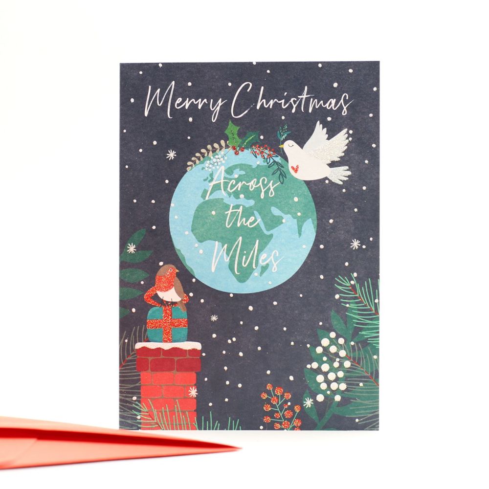 Across The Miles Christmas Card - MERRY Christmas - DOVE Christmas CARD - C
