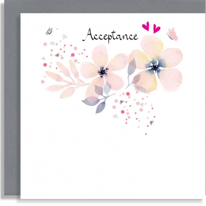 Pretty Floral Acceptance Card - Wedding ACCEPTANCE Card - HAND Finished ACCEPTANCE Cards - ACCEPTANCE Cards -   