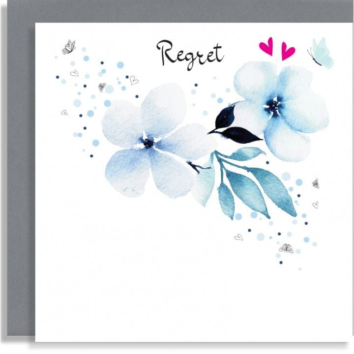 Pretty Floral Regret Card - Wedding REGRET Card - HAND Finished REGRET Card