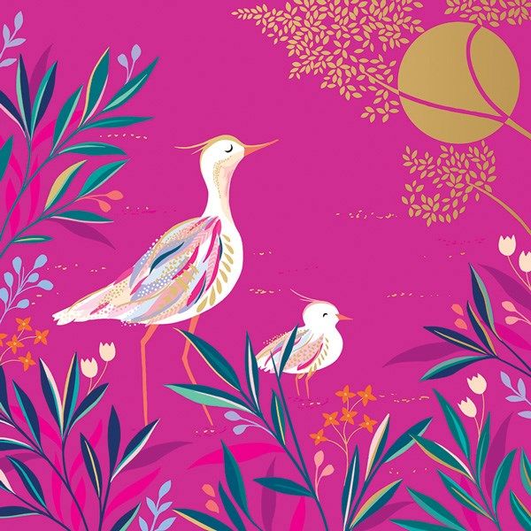 Beautiful Birthday Cards - ELEGANT Pink BIRDS Card - Birthday CARDS For HER