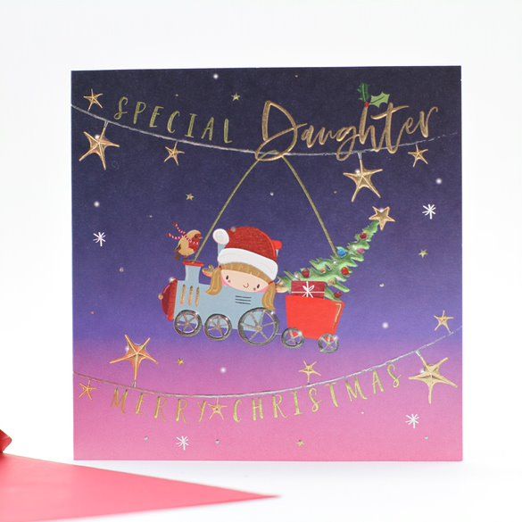 Daughter Christmas Cards - CHRISTMAS Cards For KIDS - MERRY Christmas - SPECIAL Daughter CHRISTMAS Cards - CUTE Reindeer Xmas CARD