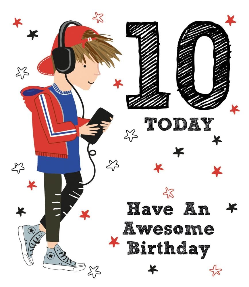 10th Birthday Card - 10 TODAY - Have AN AWESOME Birthday - Fun BIRTHDAY Cards - 10th BIRTHDAY Card FOR Son - NEPHEW - Grandson