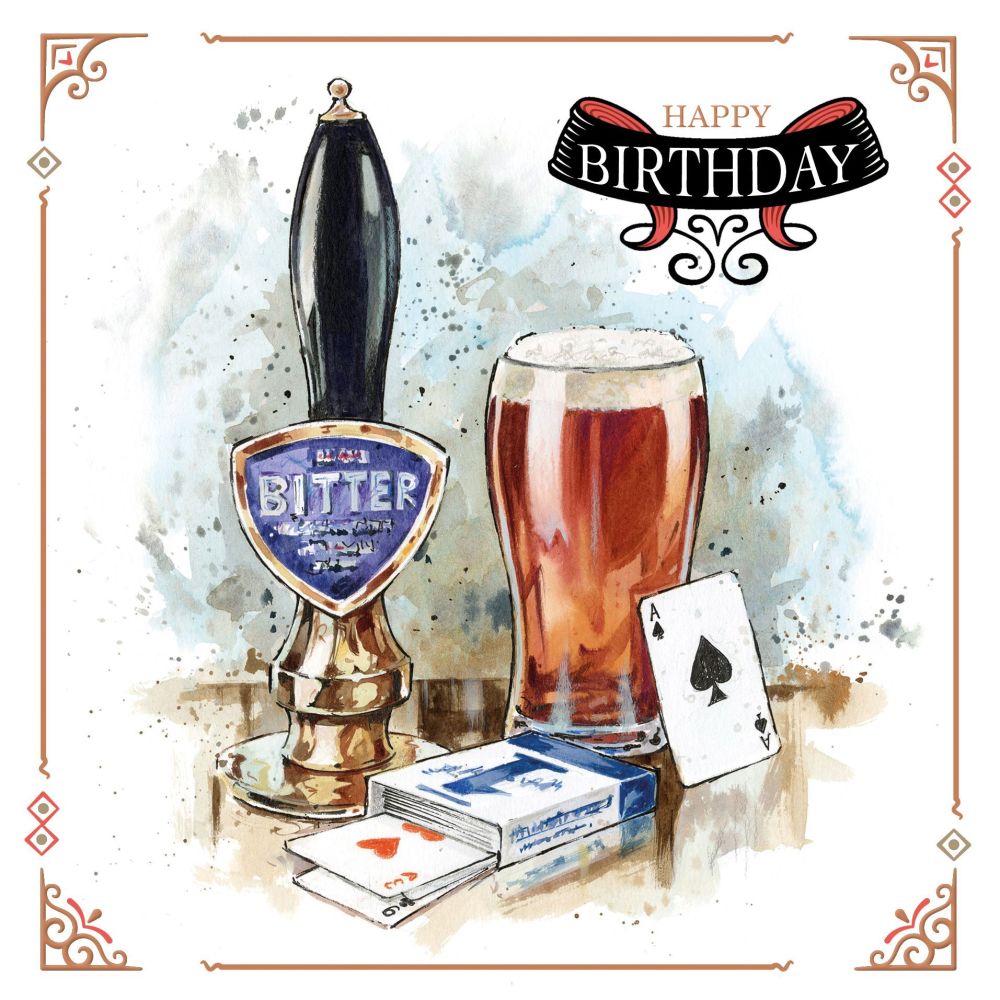 Mens Birthday Cards - HAPPY BIRTHDAY - Pub BIRTHDAY Cards - CARD Player BIR