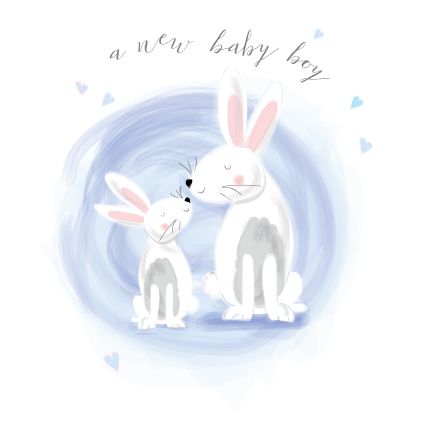 A New Baby Boy - NEW BABY Cards - BABY Boy CARDS - CUTE Bunny CARD - New BA