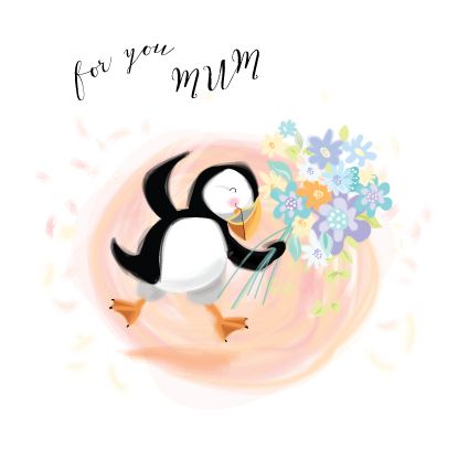 Cute Birthday Cards For Mum - FOR You MUM - Penguin BIRTHDAY Cards - BIRTHDAY Cards FOR Mum - FLORAL Birthday CARDS - MUM Birthday CARDS 
