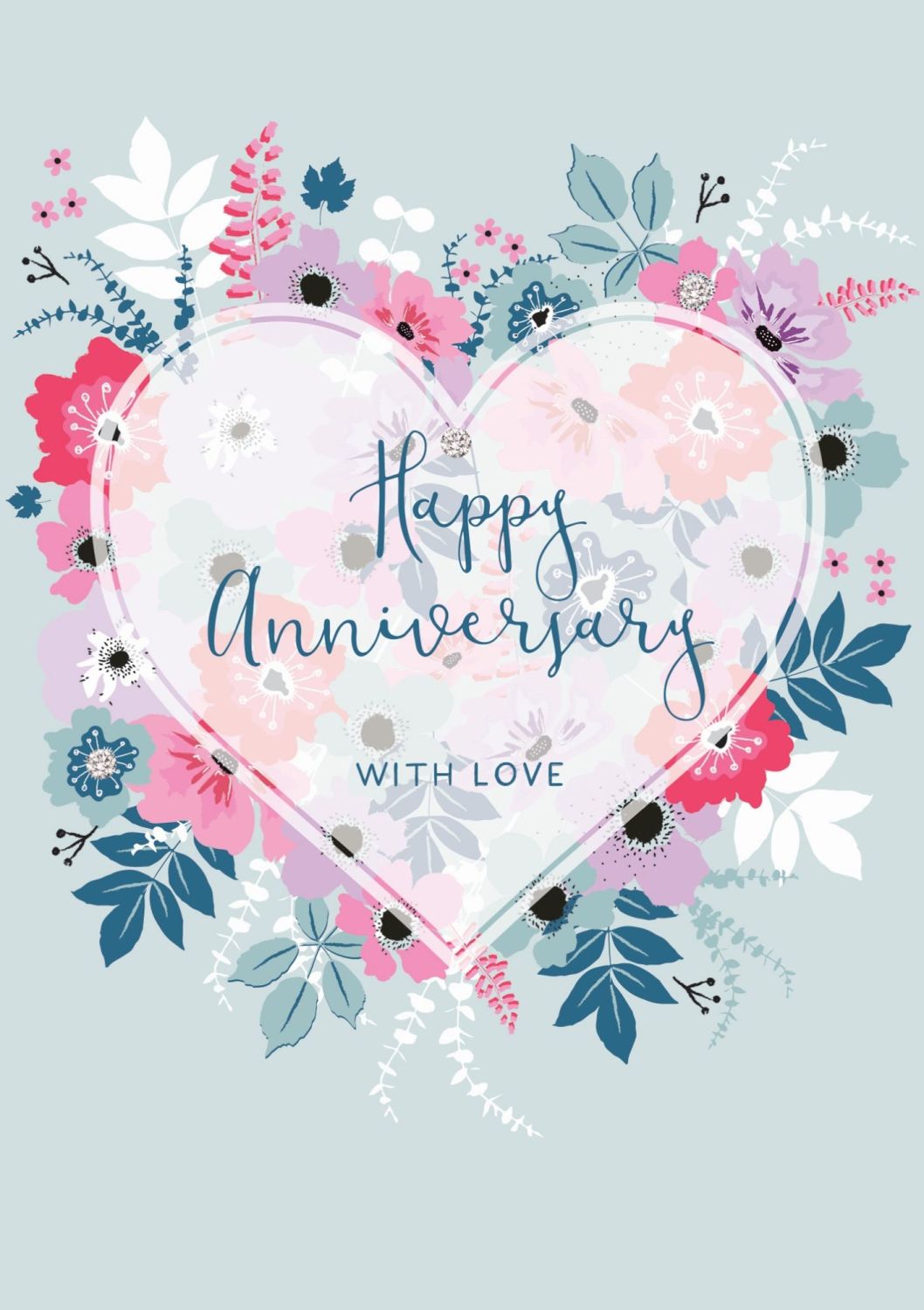 Happy Anniversary Greeting Cards - WITH LOVE - Wedding ANNIVERSARY Cards - 