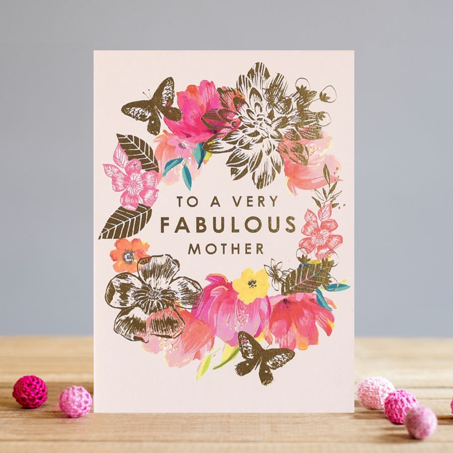 Mum Birthday Cards - To A Very FABULOUS Mother - PRETTY Pink FLORAL Birthda