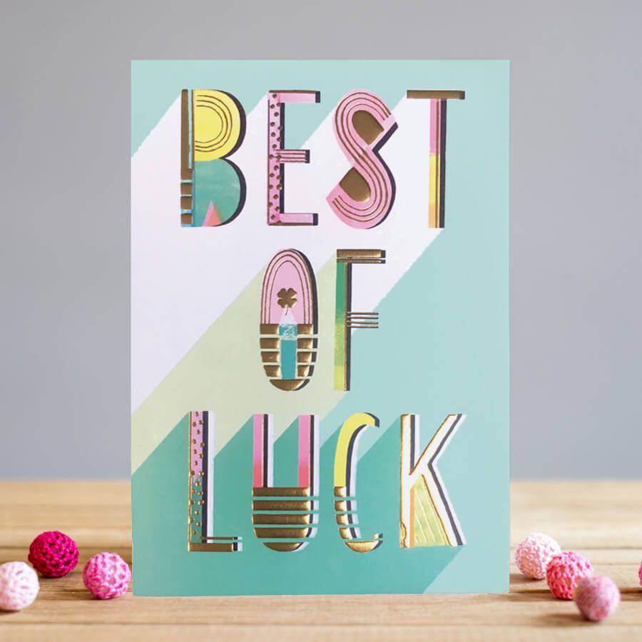 Good Luck & Congratulations Greeting Cards - BEST Of LUCK - GOOD Luck CARDS - Gold FOIL Greeting CARD - Congratulations CARDS 