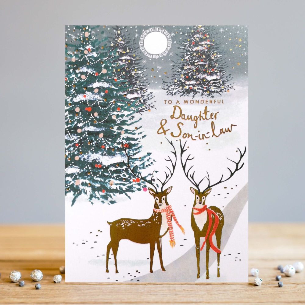 Daughter & Son In Law Christmas Cards - STAG Christmas CARDS - Wonderful DAUGHTER & Son In LAW Card - GOLD Foil CHRISTMAS Card - XMAS Cards ONLINE